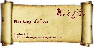 Mirkay Éva névjegykártya