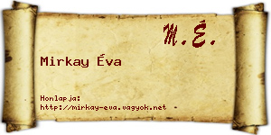 Mirkay Éva névjegykártya